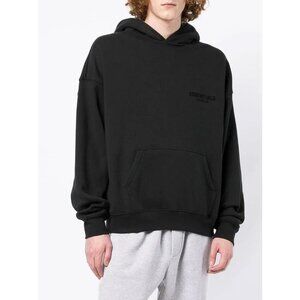 FEAR OF GOD Men's Essentials Logo Print Hoodie Size M In Black